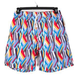 2(X)IST Men's Geometric Print 8" Woven Swim Trunks Multicolor Large NWT